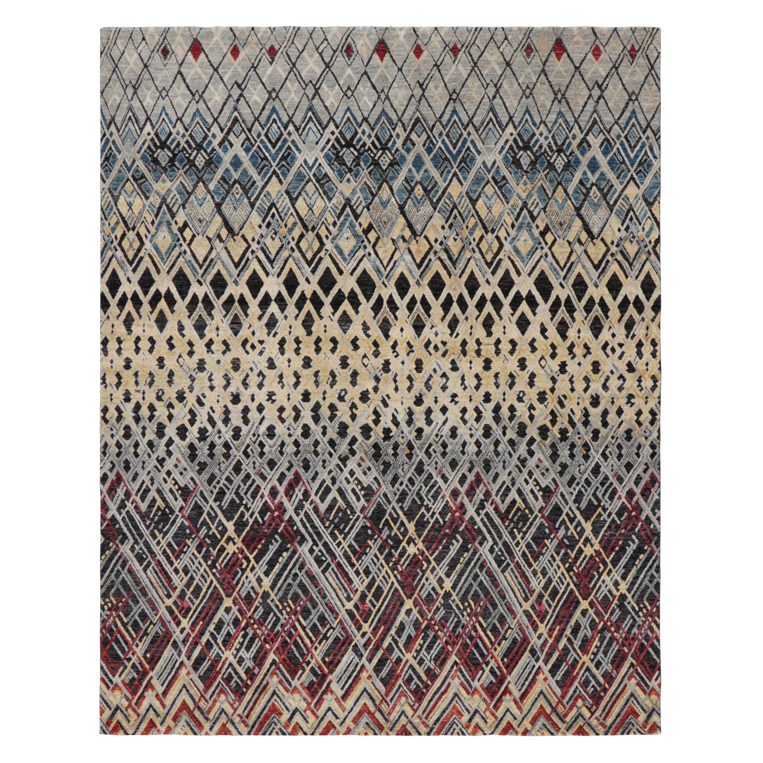 Rug & Kilim’s Abstract Rug with Black and Gold Geometric Patterns