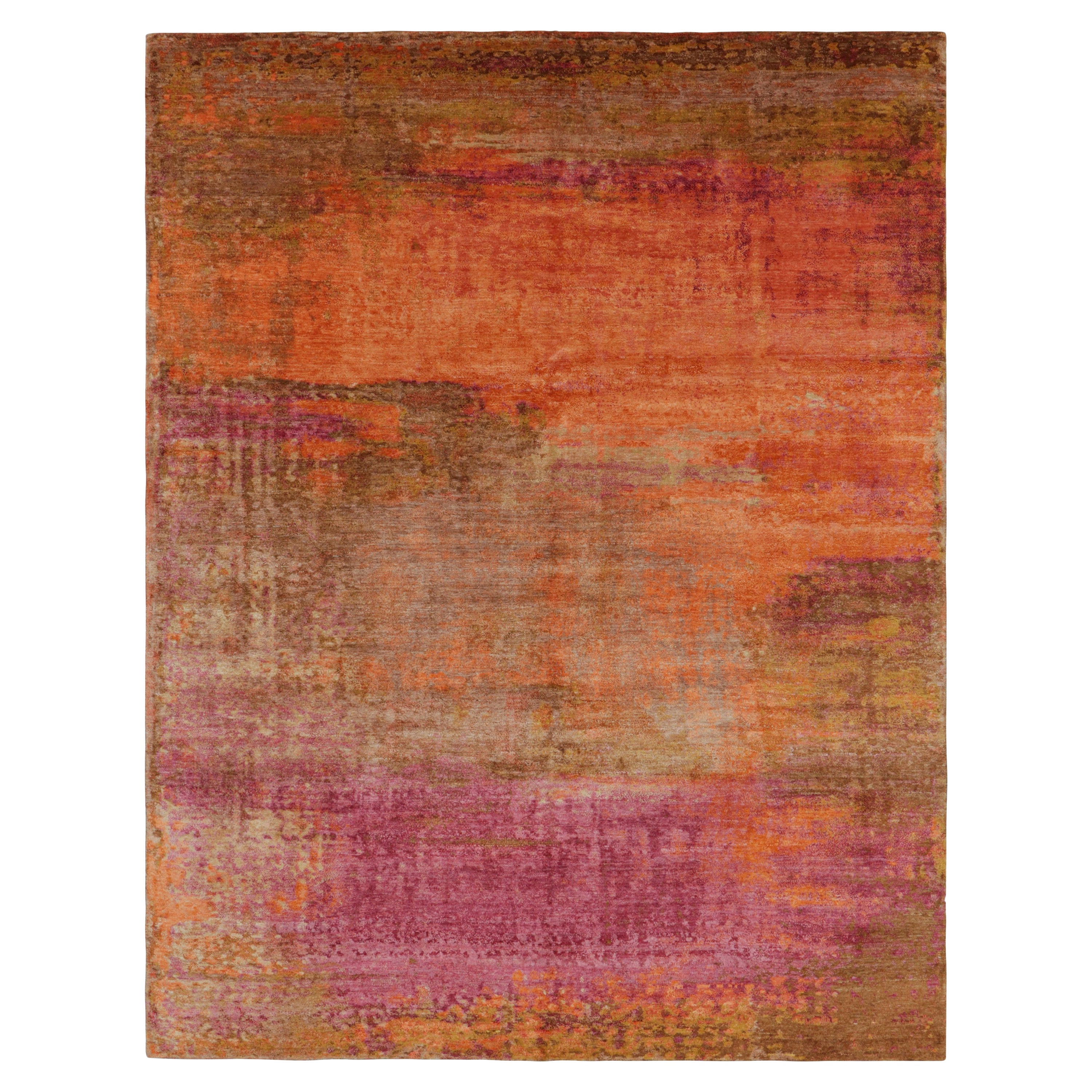 Rug & Kilim’s Modern Abstract Rug in Brown, Pink and Orange Tones