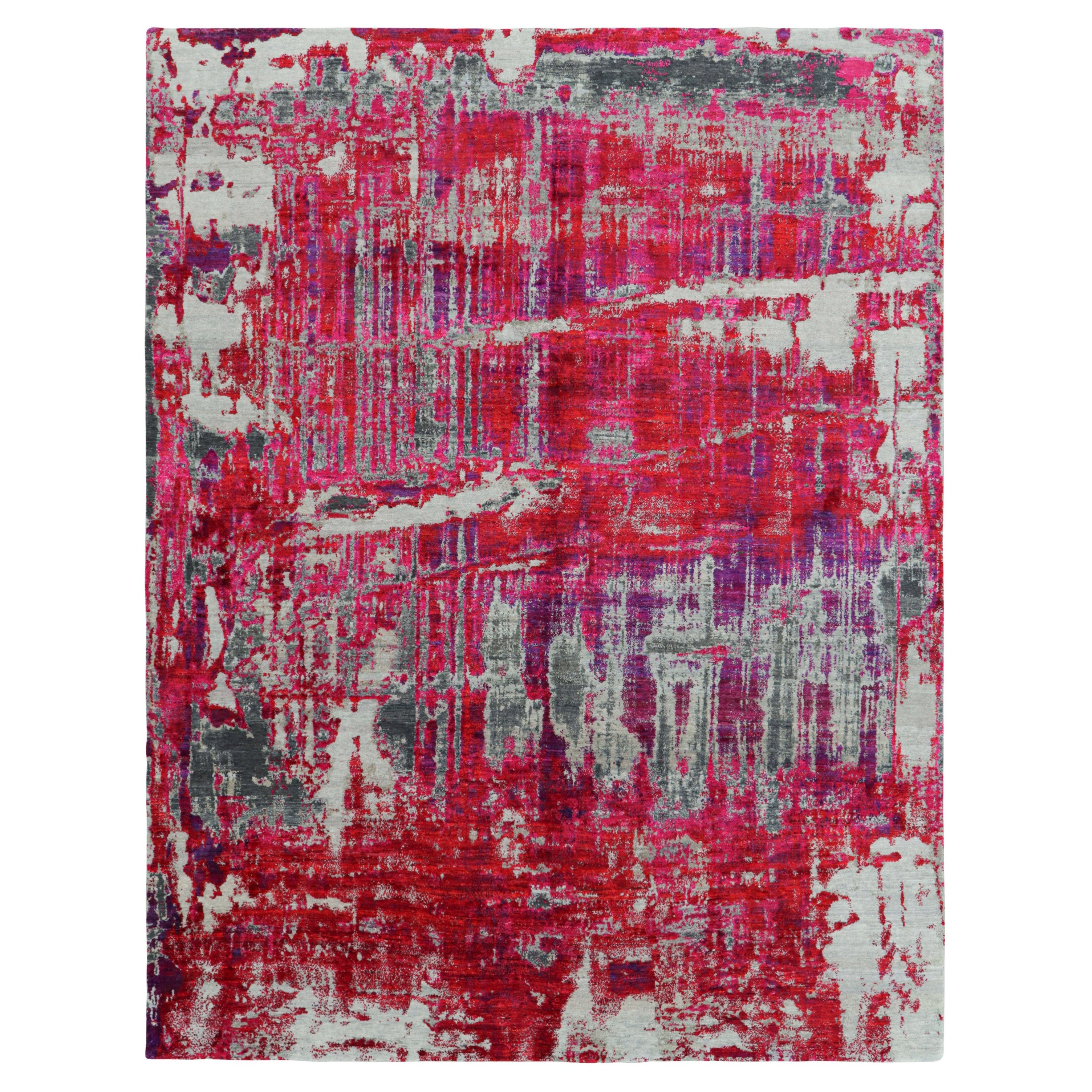 Rug & Kilim’s Modern Abstract Rug in Red and Pink Tones