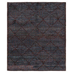 Rug & Kilim’s Moroccan Style Rug in Burgundy with Blue Geometric Patterns