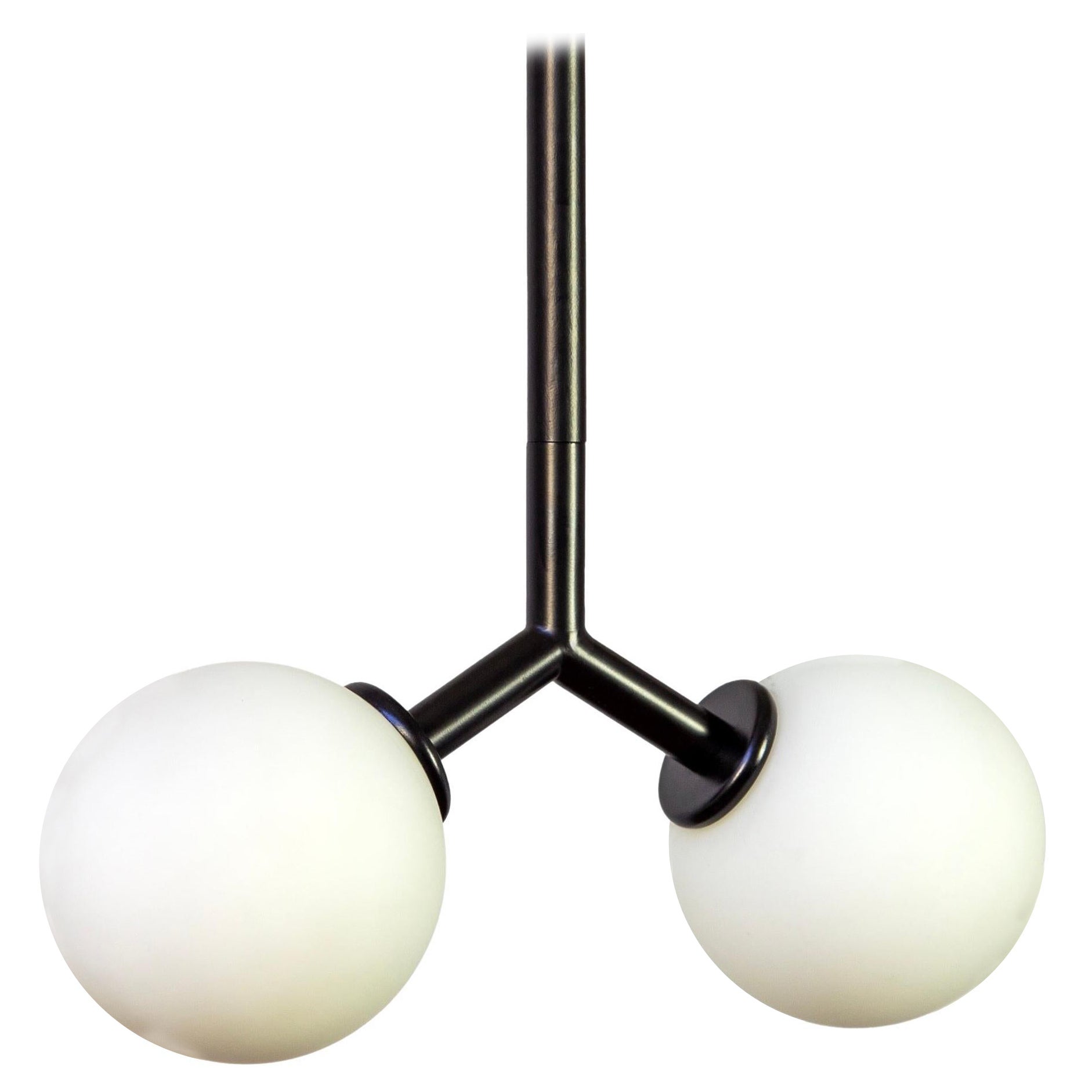 Mini lampada a sospensione Y, di Research.Lighting, nera, vetro da 3 pollici, su ordinazione in vendita