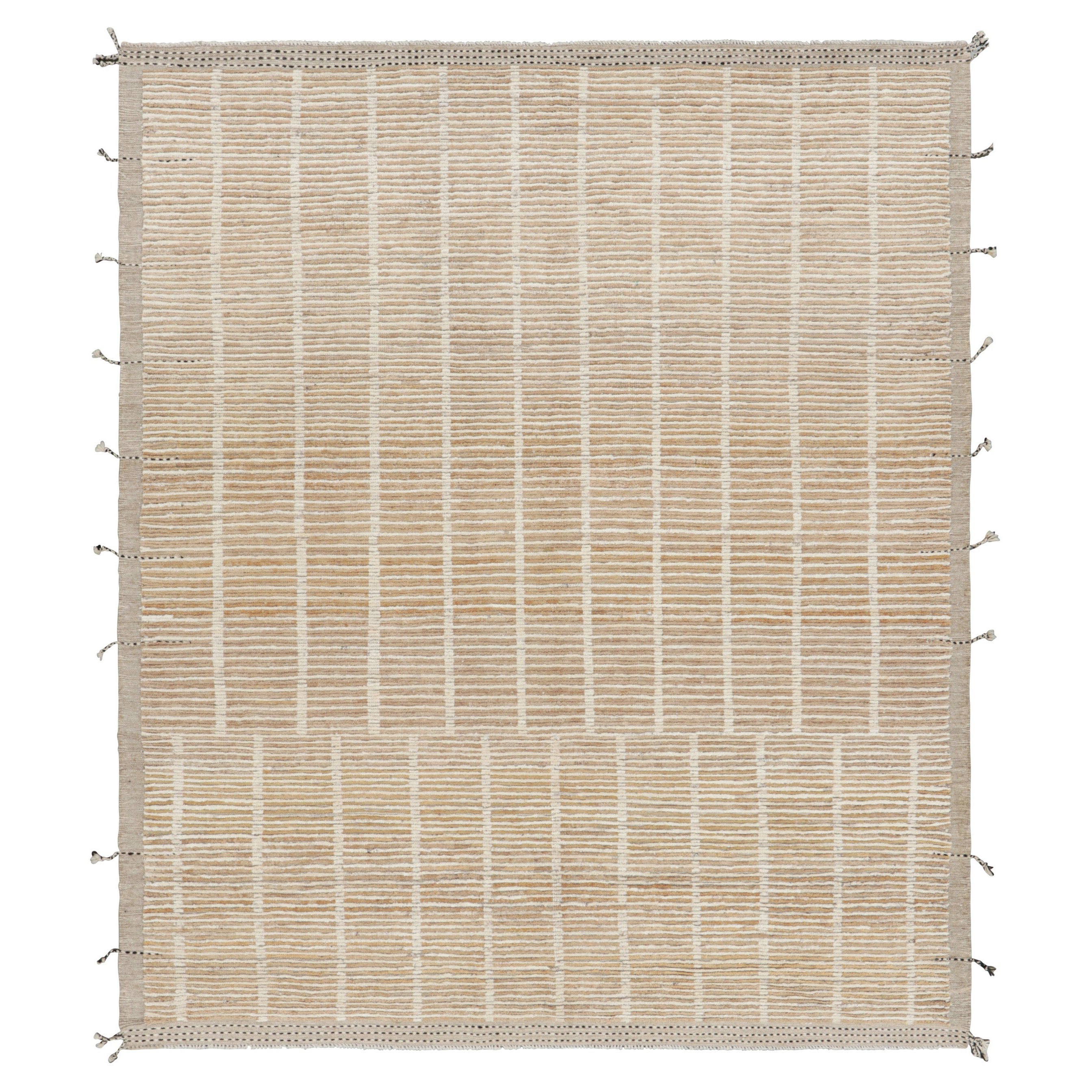 Rug & Kilim’s Textural Kilim in Beige and Cream Stripes and Geometric Patterns