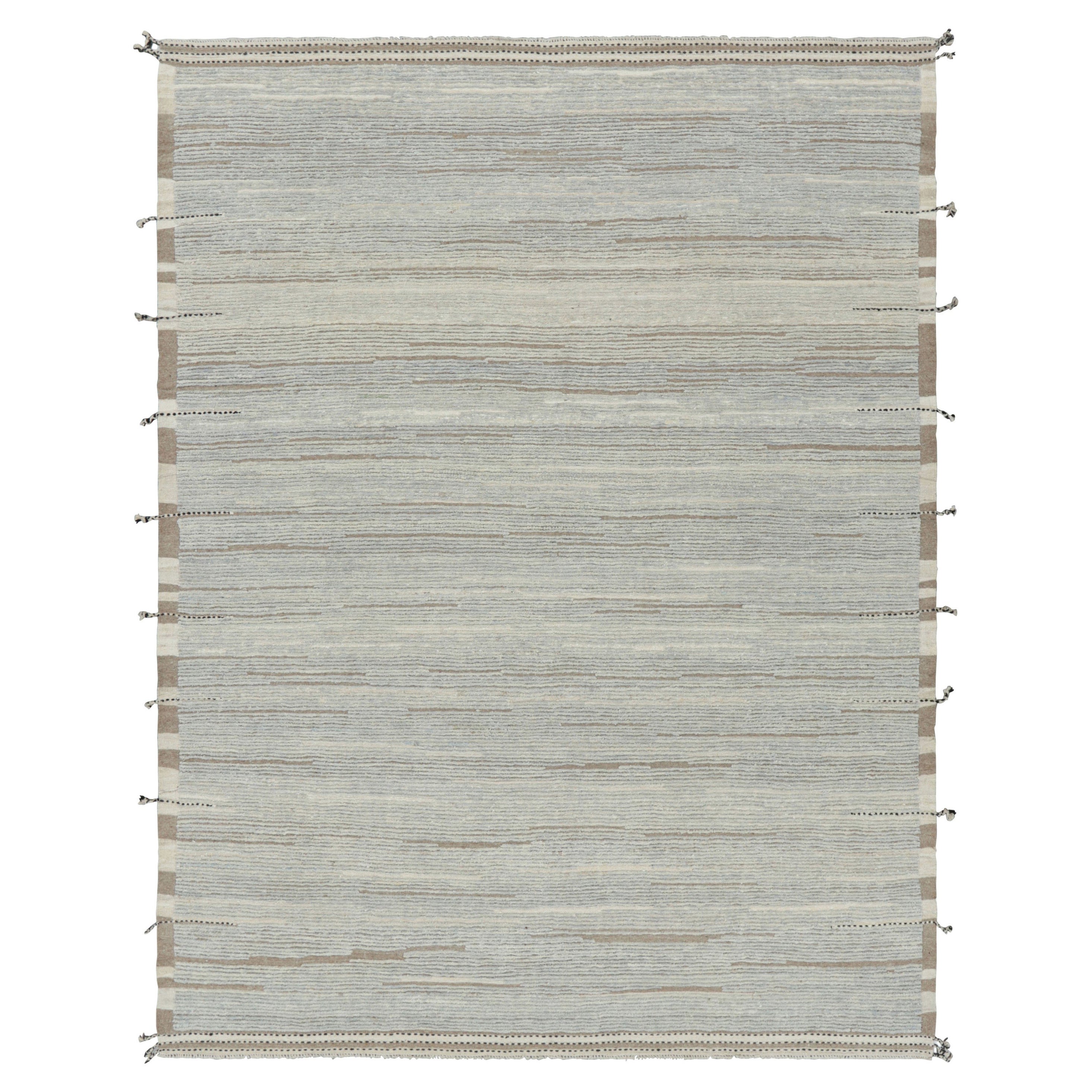 Rug & Kilim’s Textural Kilim in Brown and Gray Stripes and Striae For Sale