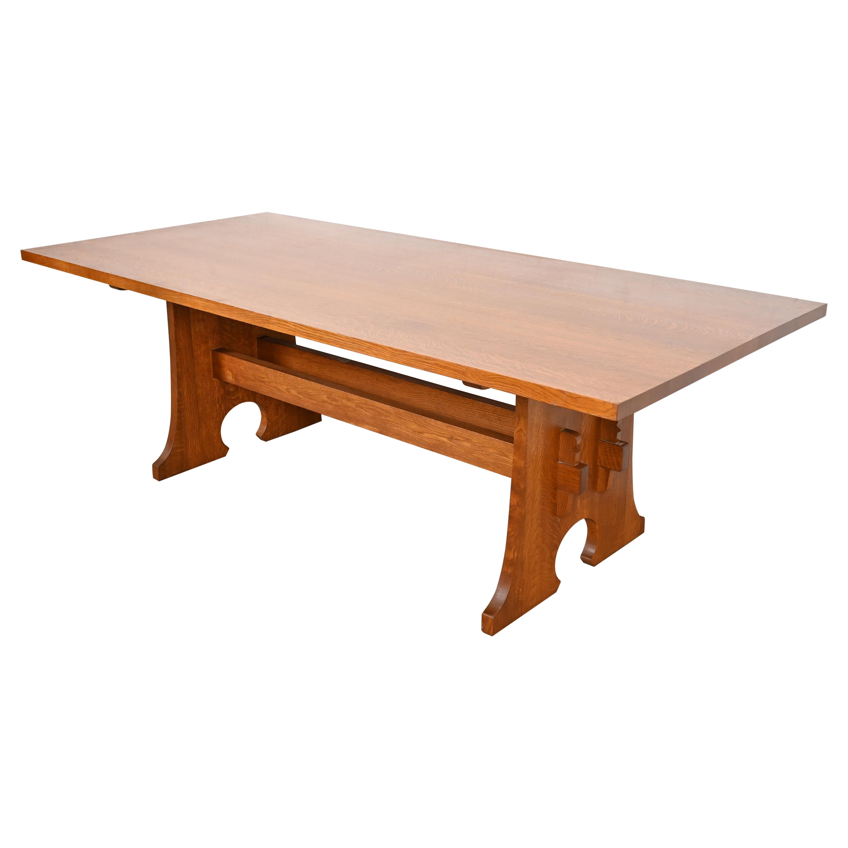 Tavolo da pranzo a cavalletto Stickley Mission Arts & Crafts in Oak