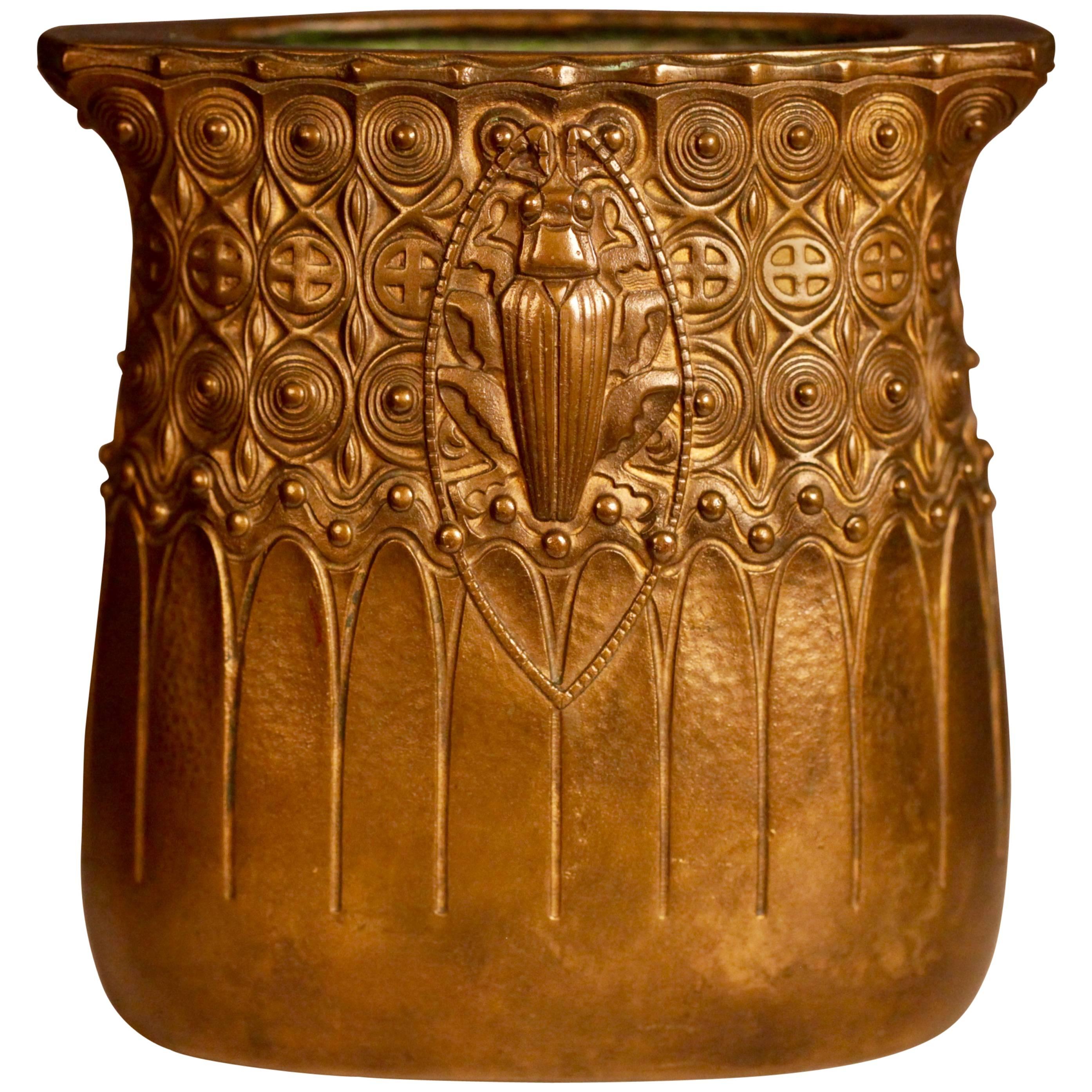 Gustav Gurschner Beetle Bronze Vase, Vienna Secession, Early 20th Century