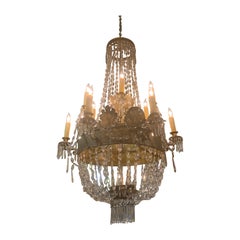Italian beaded and gilt metal tall chandelier with 14;lights
