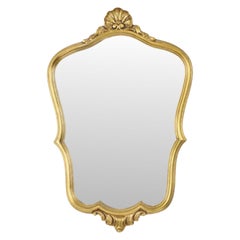 Small Gold Leaf Gilded Baroque Mirror Crested Mirror Sixties