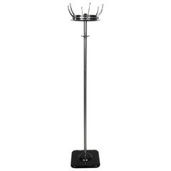 Industrial Machine Age Chrome Metal Rotating Coat Rack 9