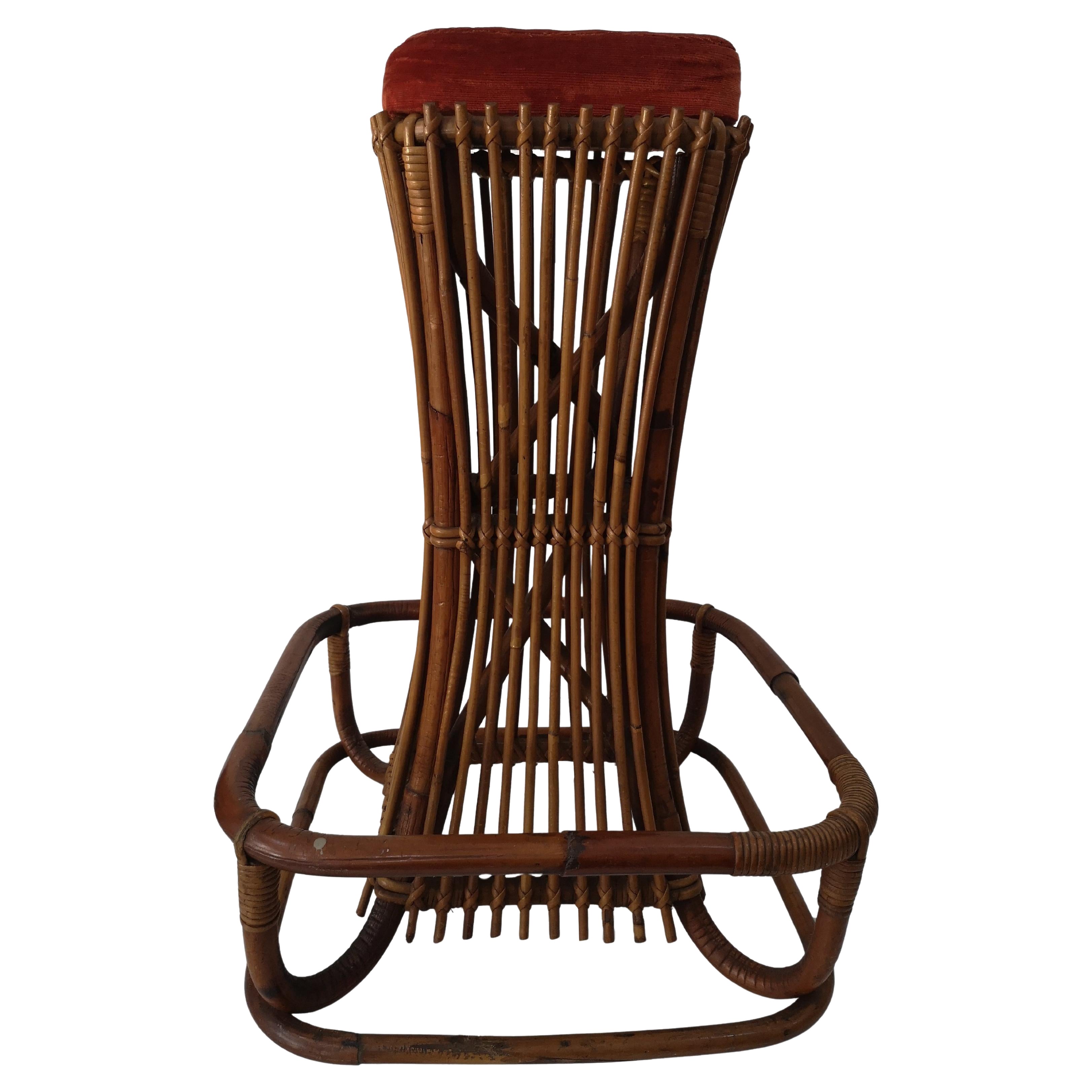 Tabouret de bar en rotin  1960s