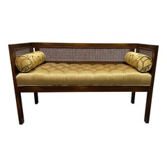 Banc touffeté et cannage des années 1960