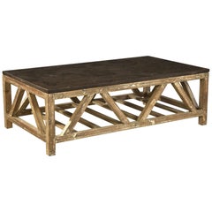 Wood and Bluestone Coffee Table