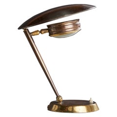 Italian Designer, Table Lamp, Brass, Glass, Italy, 1940s