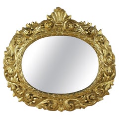 19th Century Oval Gilt Florentine Mirror, Original Mirror Plate, AT ca. 1810