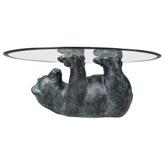 Vintage sculptural black bear coffee table
