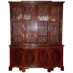 English Mahogany Glass Front & Oval Inlaid Breakfront, Circa 1800 6