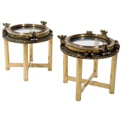 Pair of Porthole Coffee Tables in Bronze, circa 1970