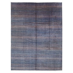Alfombra geométrica contemporánea Savannah de lana azul