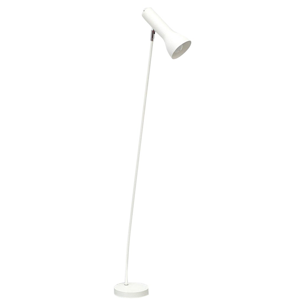 Lampada da terra a spot singolo Hala Zeist smaltata bianca del 1950