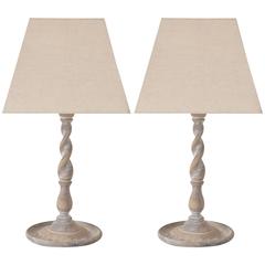 Pair of Twisted Column Table Lamps, English, circa 1920