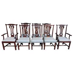 Antique Set of Eight American Chippendale Mahogany Dining Chairs, Circa 1780