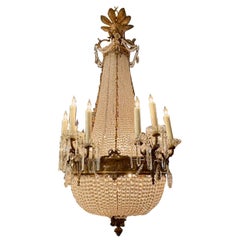 19th Century Italian Gilt Bronze and Crystal Basket Chandelier