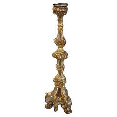 Mid-19th Century Italian Carved Giltwood Candlestick with Inset Mirrored Panels