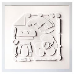 White Cut Paper Collage By Nurit Amdur, U.S.A., Contemporary