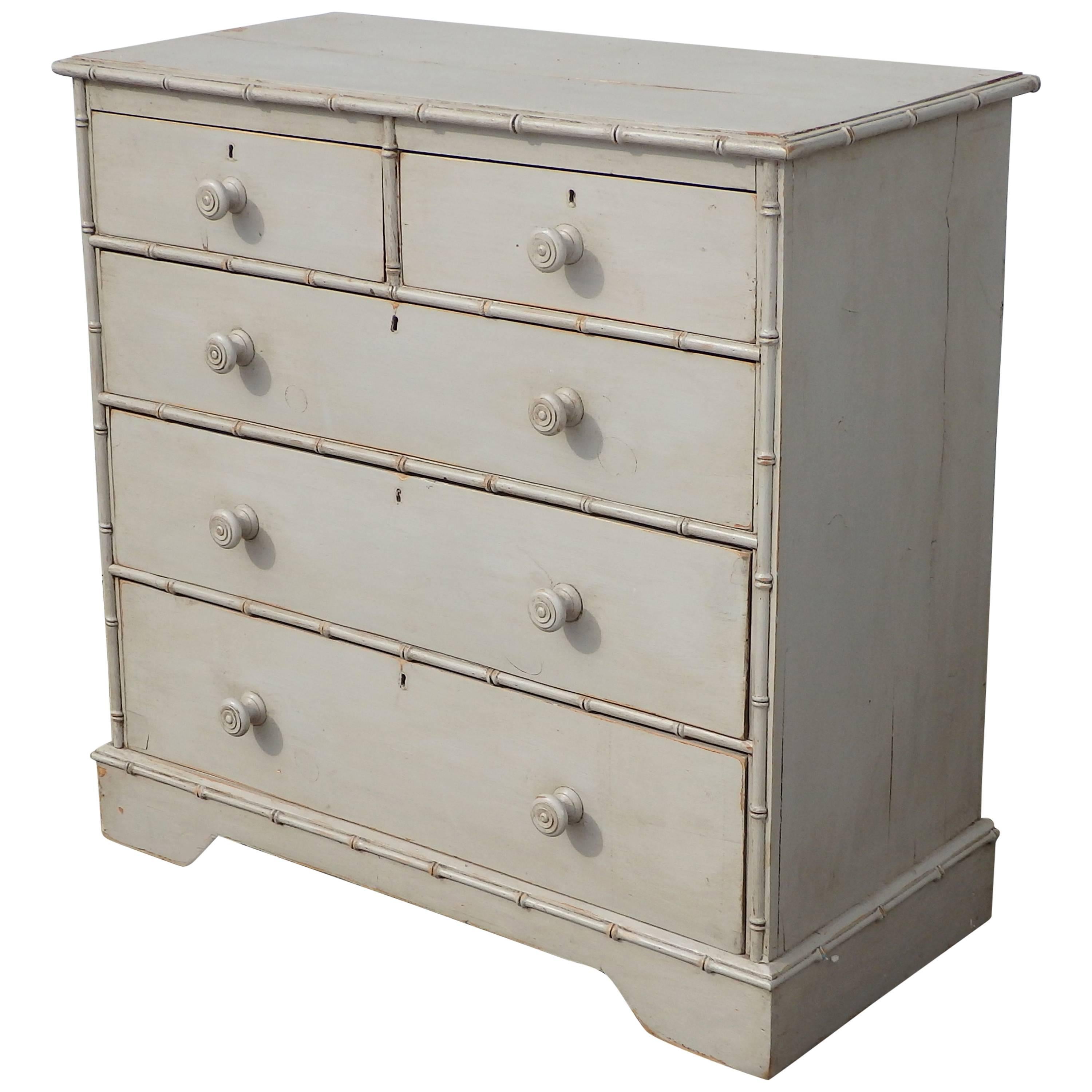 Faux Bamboo Painted Dresser For Sale