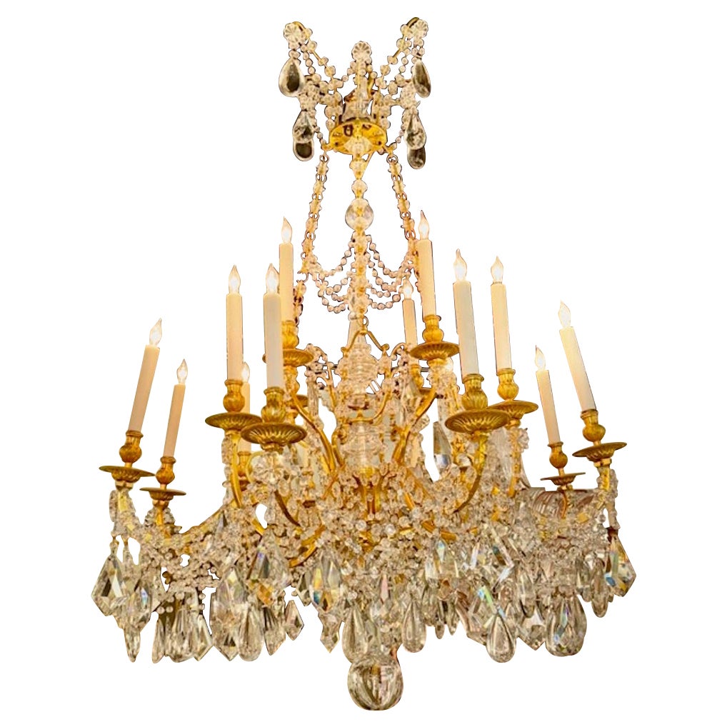 19th Century French Louis XVI Style Gilt Bronze and Crystal Chandelier