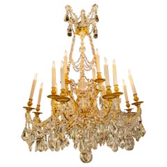 19th Century French Louis XVI Style Gilt Bronze and Crystal Chandelier