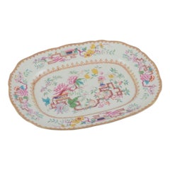 Mintons, England. Large antique serving platter in faience. Chinese style.