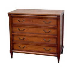Vintage Cherry Wood 4-Drawer Dresser With Brass Hardware