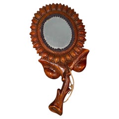 Magnifique miroir en bois Sunflower Sunburst, décoration murale en tôle