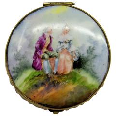 Poudre or Vanity Jar with Porcelain Lid and Hand-Cut Crystal