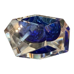 Posacenere moderno anni '70 in vetro di Murano Glass Sommerso sfaccettato di Seguso