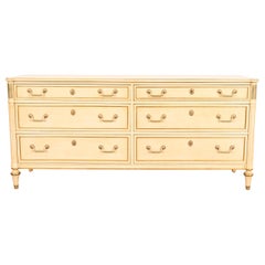 Kindel Furniture French Regency Louis XVI Cream Lacquered Parcel Gilt Dresser