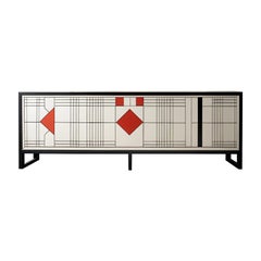 Konsole DS Media DS, Anrichten inspiriert von De Stijl, handgefertigt von Artisanal