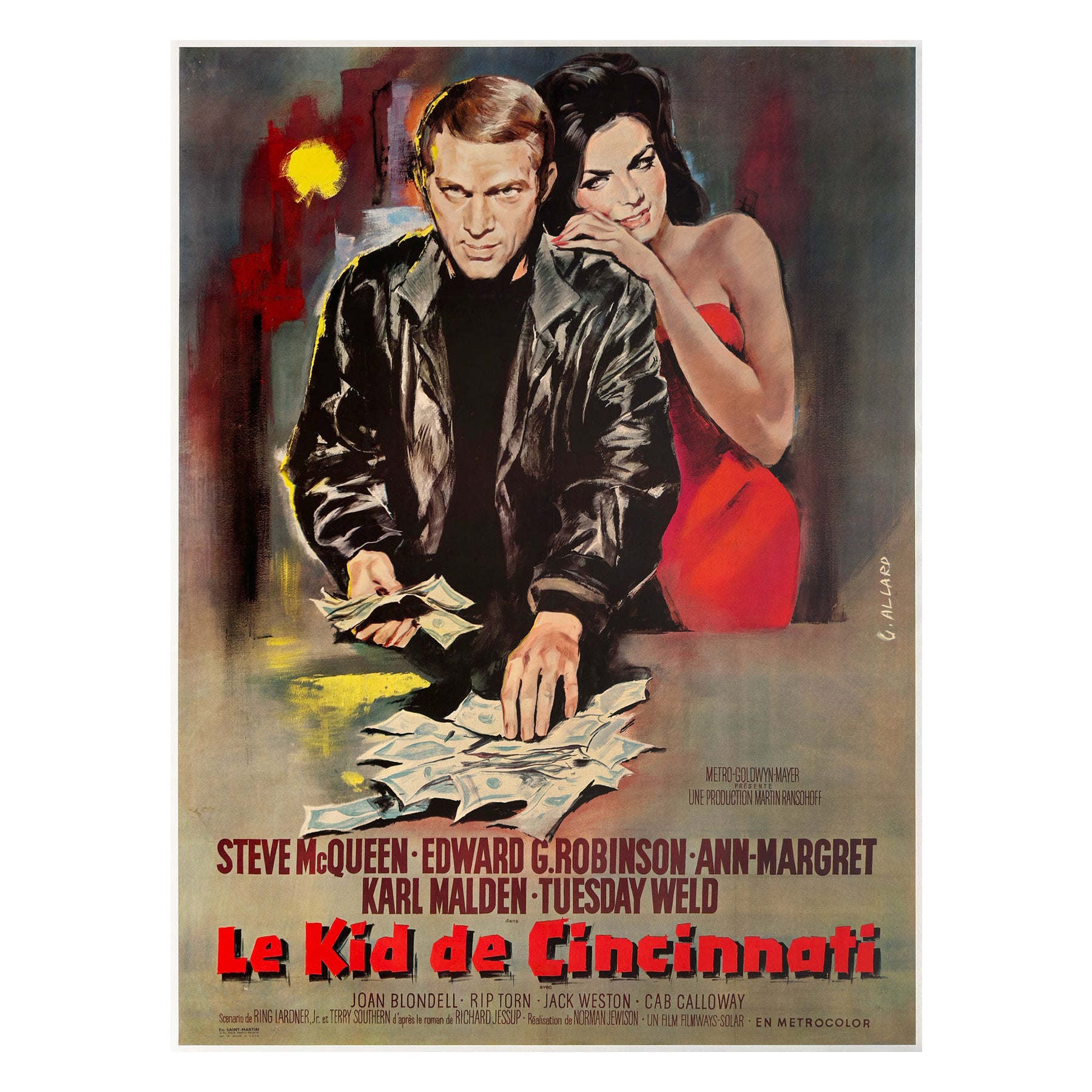 THE CINCINNATI KID 1966 French Grande Film Movie Poster, GEORGES ALLARD