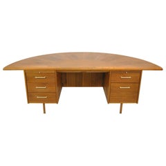 Mid-Century Executive Desk w Curved Top by Wood Design of French Lick, Indiana