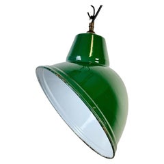 Industrial British Green Enamel Factory Pendant Lamp, 1960s