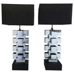 Curtis Jere Chrome "Skyscraper" Table Lamps, Pair 5