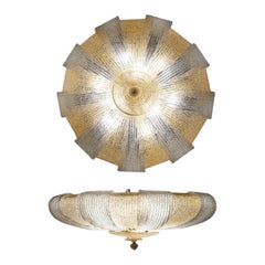 Lampada da incasso o da soffitto moderna in vetro di Murano italiano con foglie d'oro