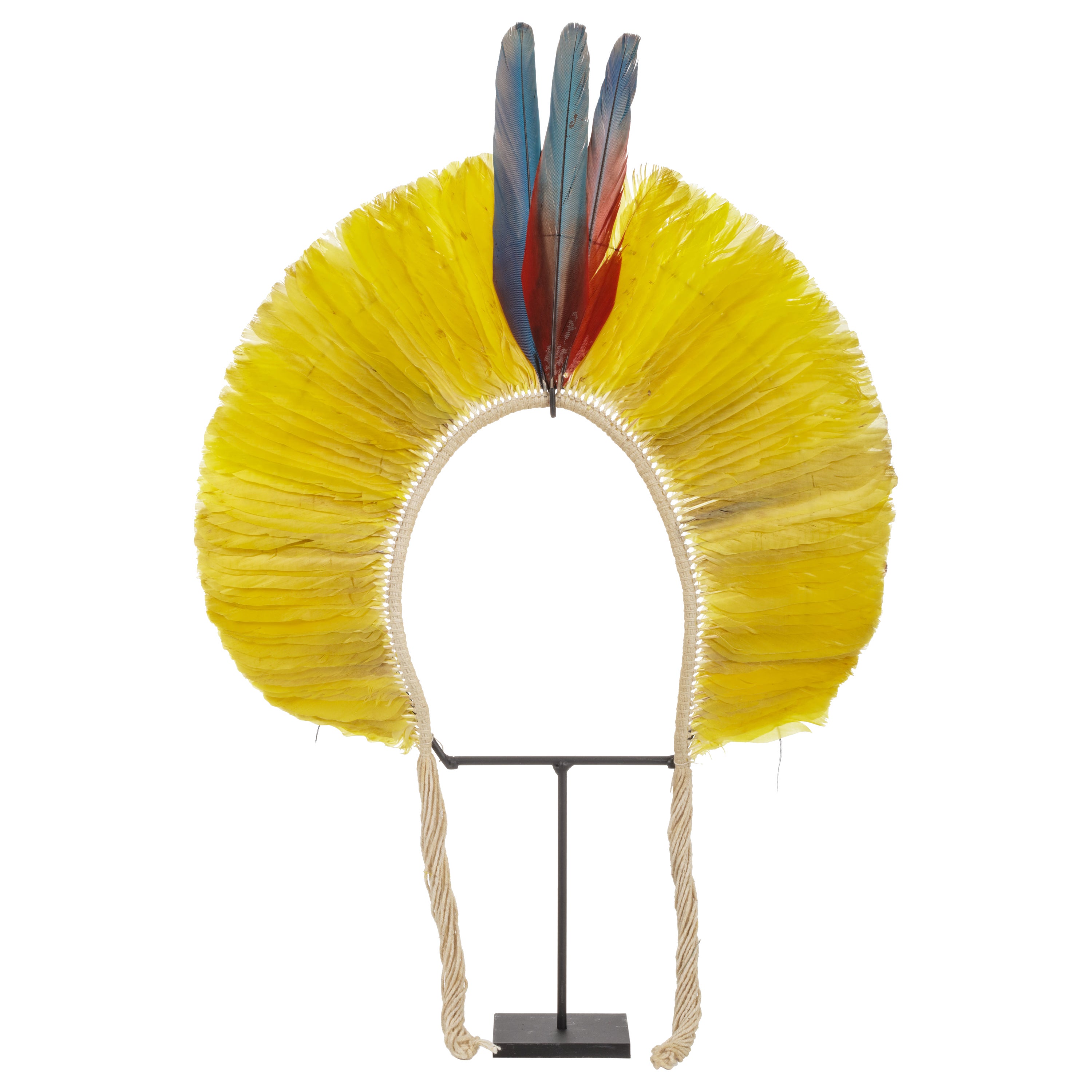 Un copricapo di piume dell'indigeno amazzonico Kayapo
