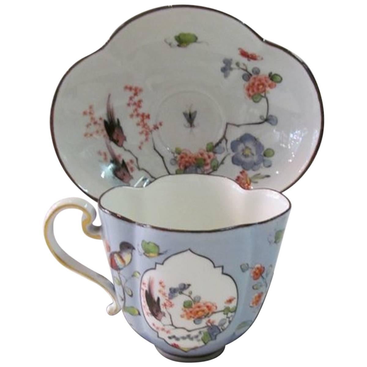 Antique 18th Century Meissen Hand-Painted Porcelain Kaikemon Cup & Saucer