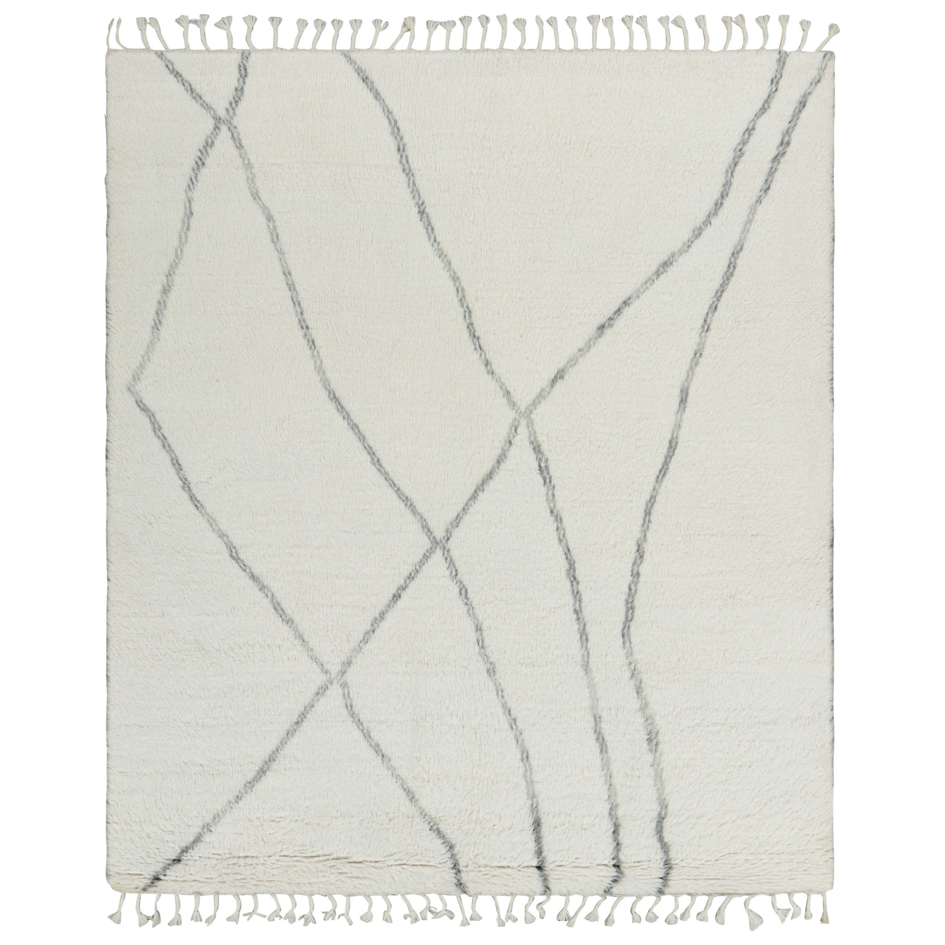 Rug & Kilim’s Moroccan Style Rug in White with Gray Geometric Pattern