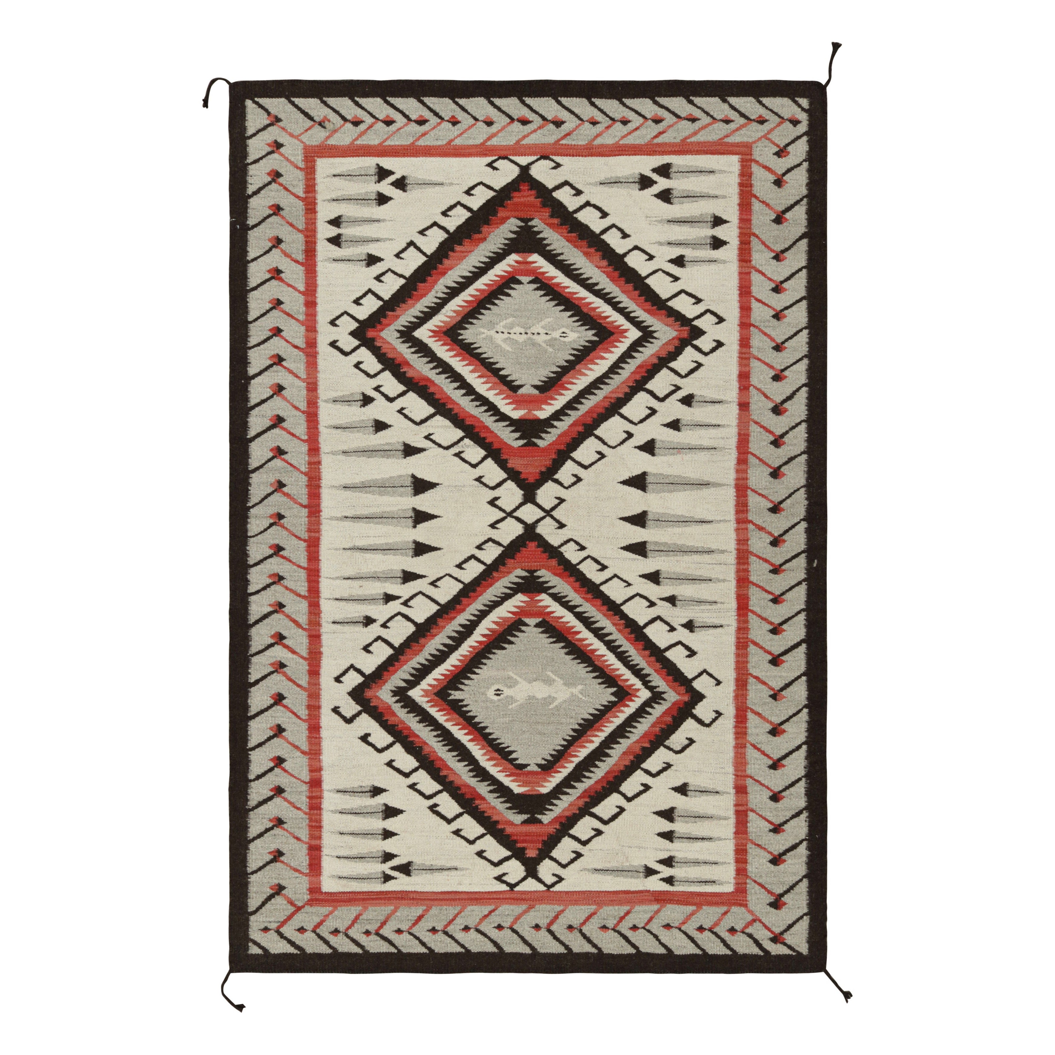 Rug & Kilim's Navajo Tribal Kilim Style Rug in Cream with Medallion Motif