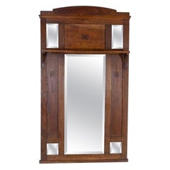 Specchio da parete Art Nouveau con cornice in Oak, inizio XX secolo