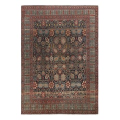 Tapis persan ancien de Tabriz à motifs floraux bleus et rouges  Rug & Kilim