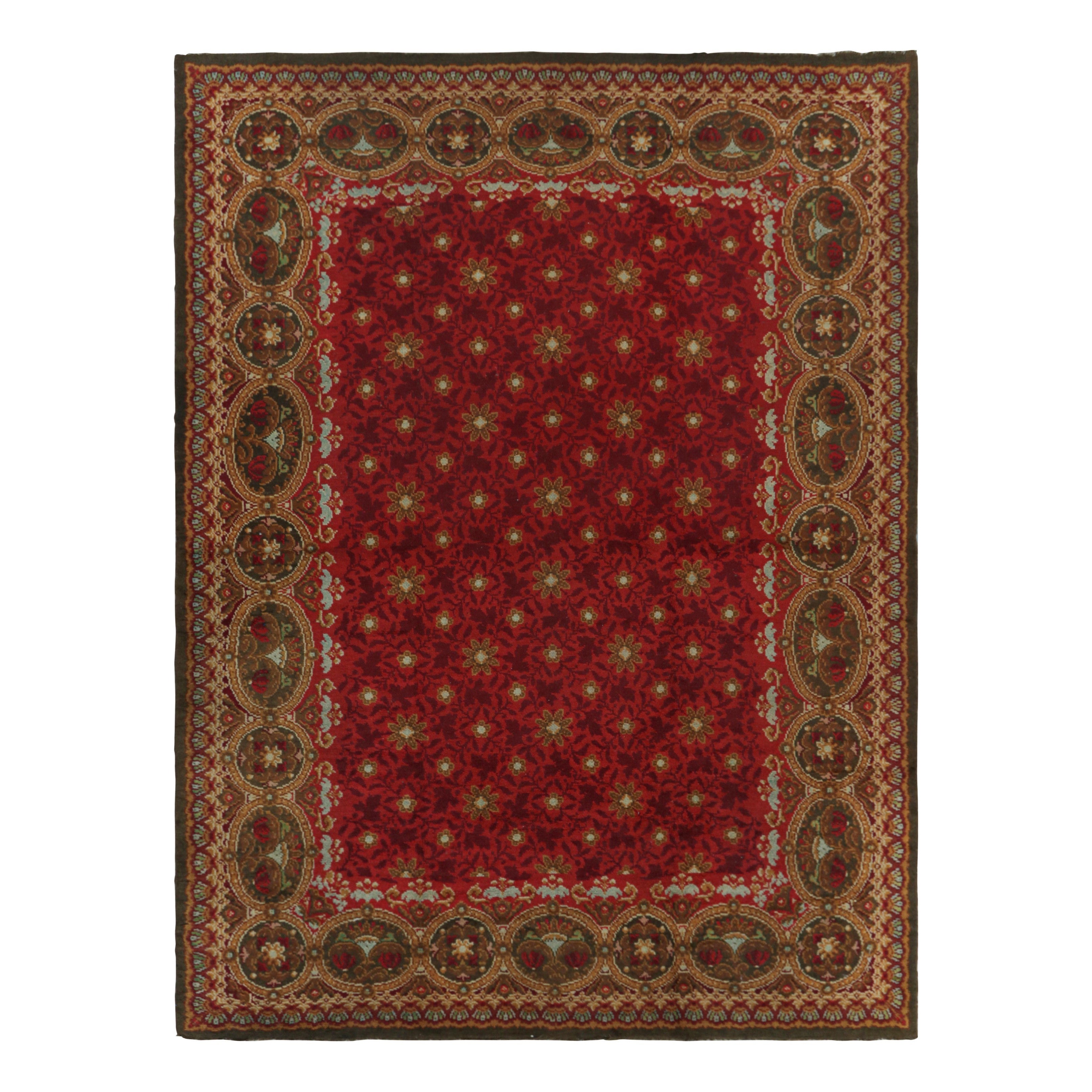 Antique Donegal Rug in Red with Floral Patterns from Rug & Kilim