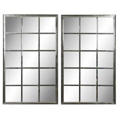 Pair of Mirrored Patinated Window Style Mirrors